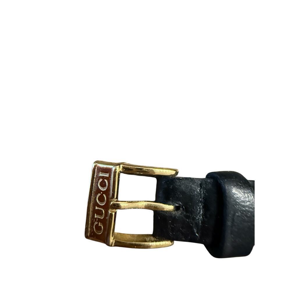 Vintage Gucci 13mm Black Crocodile Leather Watch Strap with Gold Buckle - Picture 2 of 8